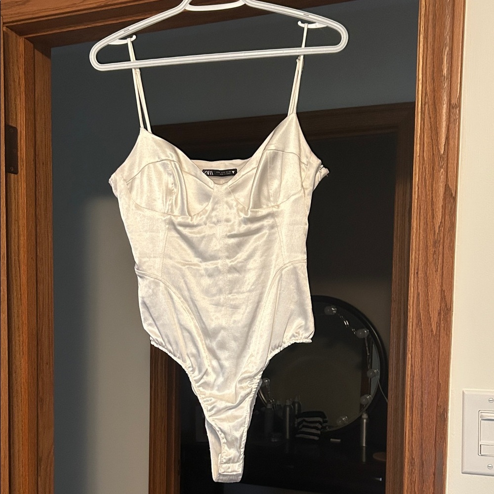 Zara Ivory Satin Blouse